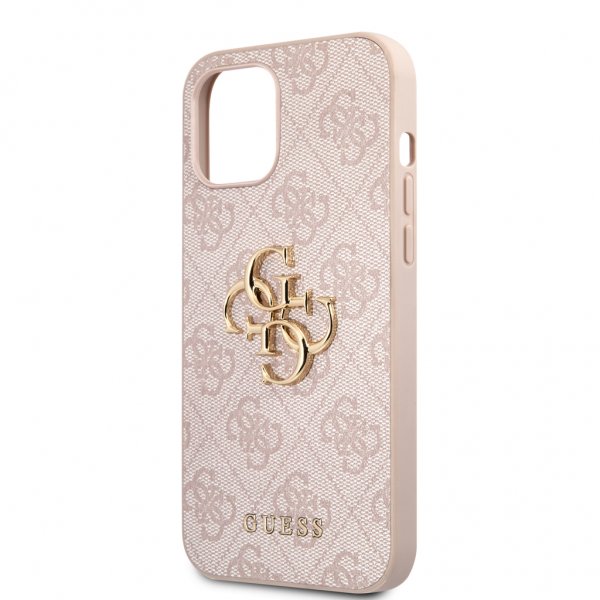 Guess iPhone 12/iPhone 12 Pro Cover Metal Logo Rosa