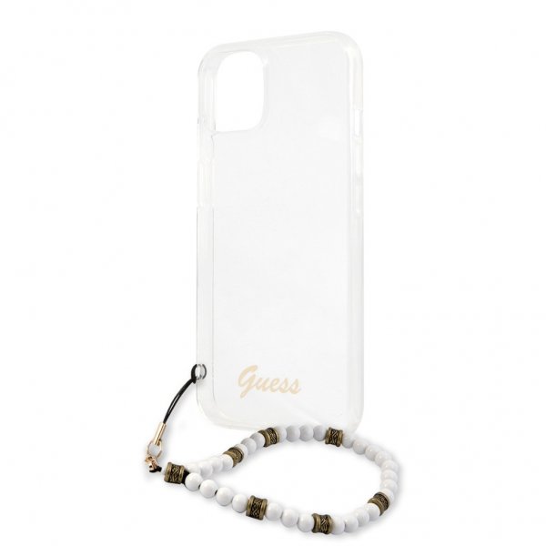 Guess iPhone 13 Cover Pearl Handle Script Logo Hvid