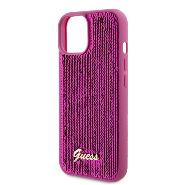 Guess iPhone 15 Cover Sequin Fuschia