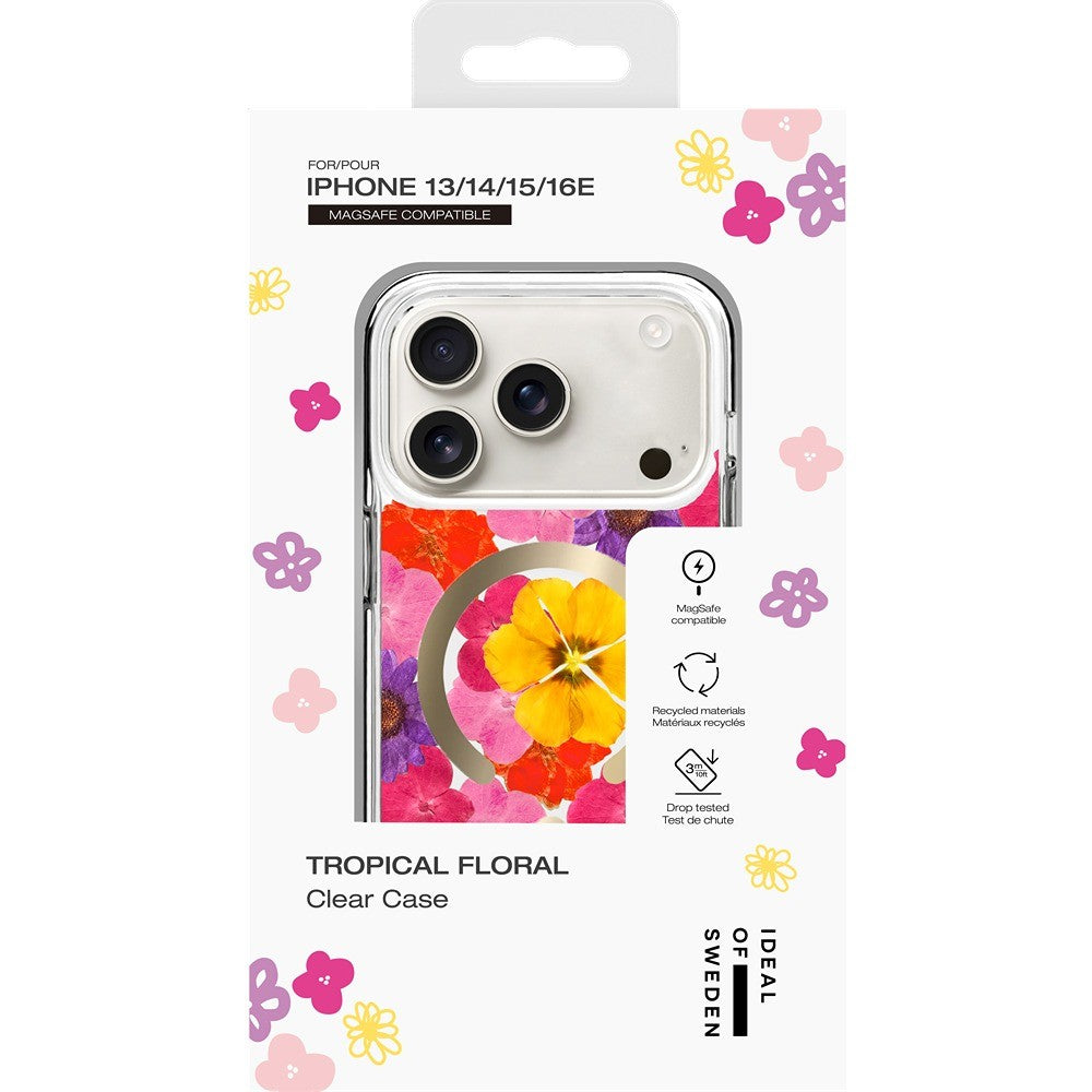 Ideal of Sweden iPhone 13/14/15/16e/17e Cover Clear Case MagSafe Tropical Floral