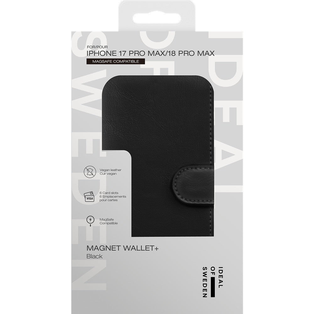 Ideal of Sweden iPhone 17 Pro Max/iPhone 18 Pro Max Etui Magnet Wallet+ MagSafe Sort