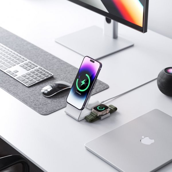 ALOGIC Matrix 3-i-1 Magnetisk Opladningsdock med Apple Watch Oplader Hvid