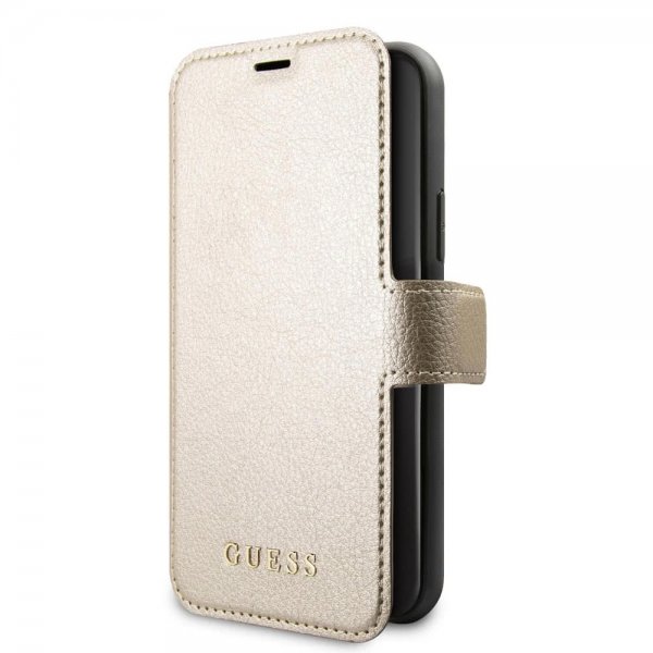 Guess iPhone 11 Cover Lædertekstur Guld