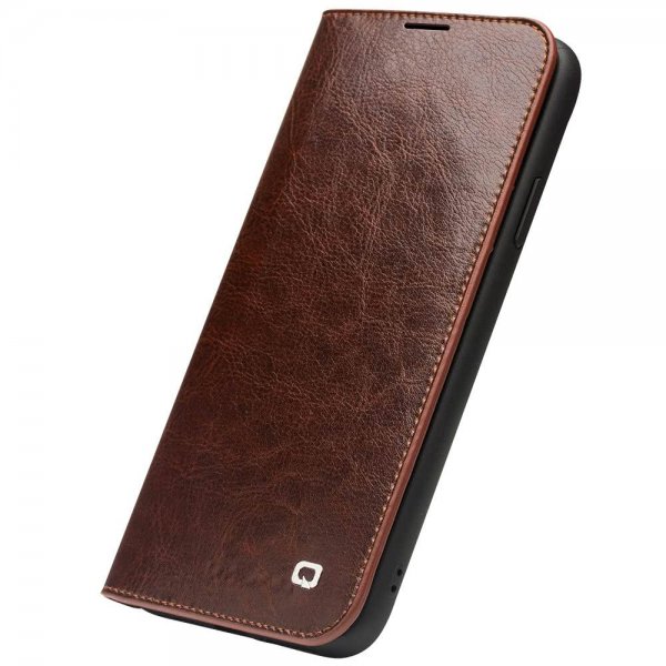 Qialino iPhone 11 Pro Max Etui Ægte Læder Kortlomme Brun