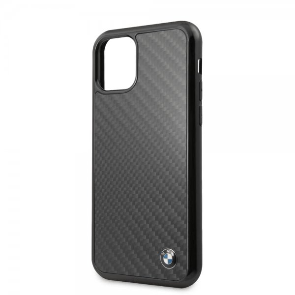 BMW iPhone 11 Pro Max Cover Kulfibertekstur Sort