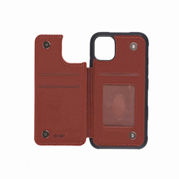 iPhone 11 Pro Max Cover Udklappelig Kortholder Brun