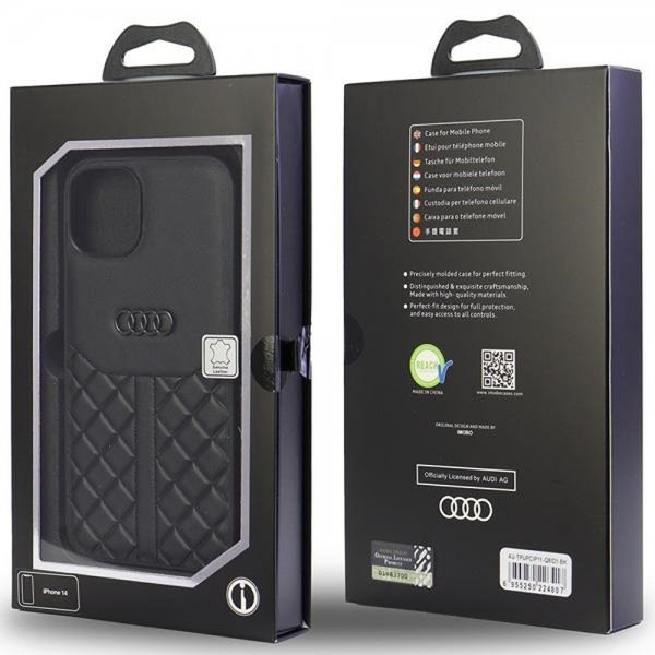 Audi iPhone 11 Skal Ægte Lædercover Sort