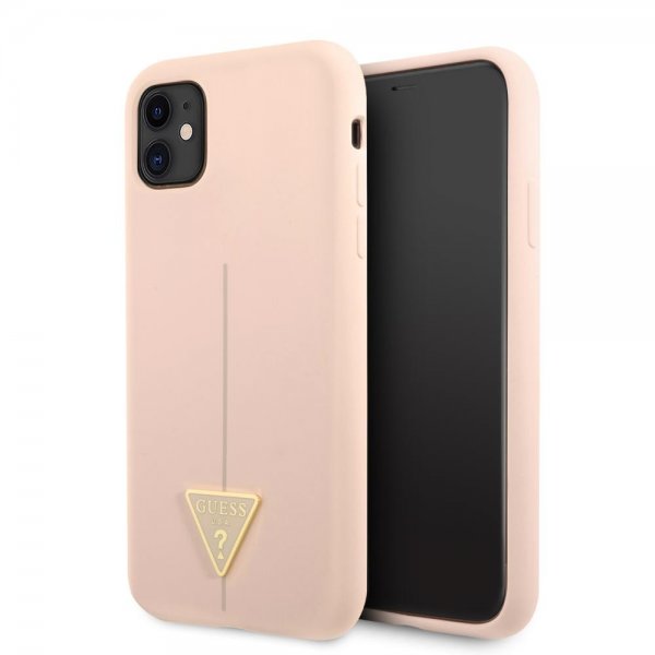Guess iPhone 11 Cover Metal Triangle Rosa