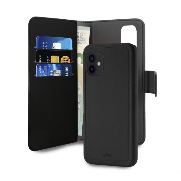 Puro iPhone 12/iPhone 12 Pro Wallet Detachable 2 i 1 Sort