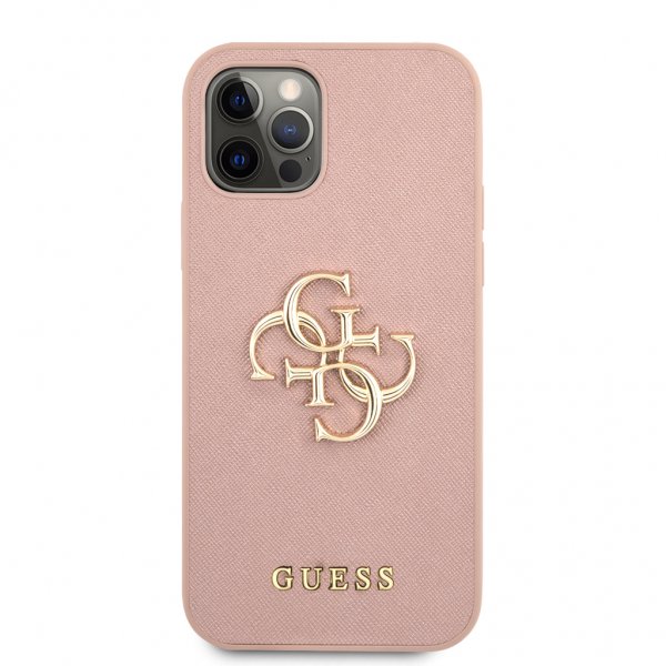 Guess iPhone 12/iPhone 12 Pro Cover 4G Logo Saffiano Pink