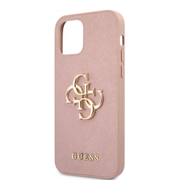 Guess iPhone 12/iPhone 12 Pro Cover 4G Logo Saffiano Pink