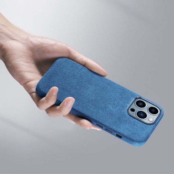 iPhone 12/iPhone 12 Pro Cover Alcantara MagSafe Blå