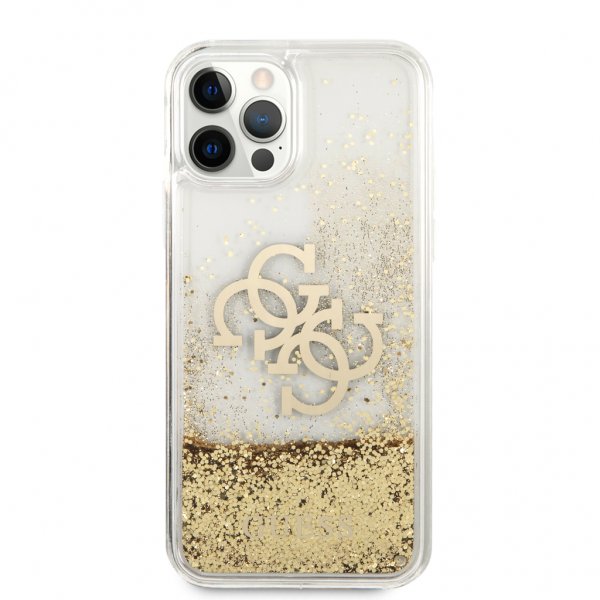 Guess iPhone 12/iPhone 12 Pro Cover Flydende Glitter Guld Klar