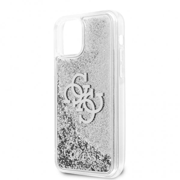 Guess iPhone 12/iPhone 12 Pro Cover Liquid Glitter Sølv Klar