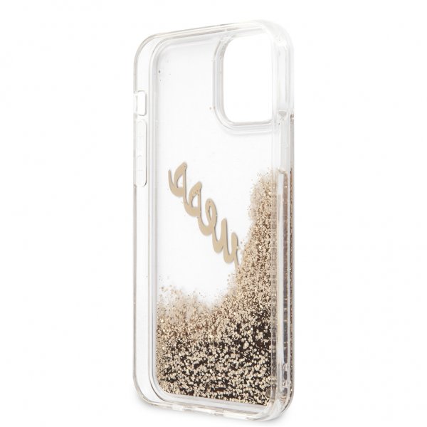 Guess iPhone 12/iPhone 12 Pro Cover Liquid Glitter Vintage Guld