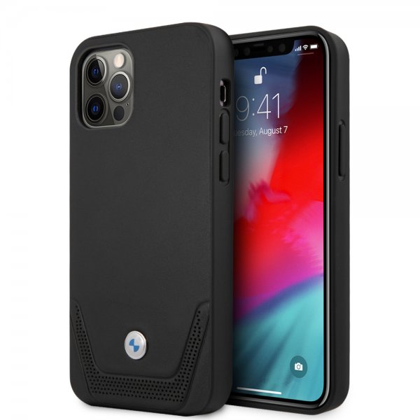 BMW iPhone 12/iPhone 12 Pro Cover Logo Perforeret Sort