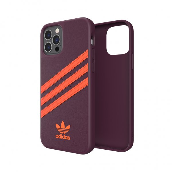 Adidas iPhone 12/iPhone 12 Pro Cover Støbt Etui PU Maroon/Solar Orange