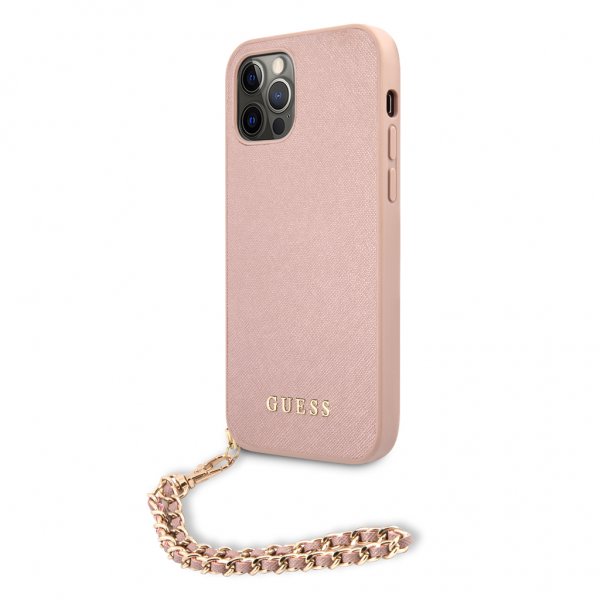 Guess iPhone 12/iPhone 12 Pro Cover Saffiano Chain Rosa