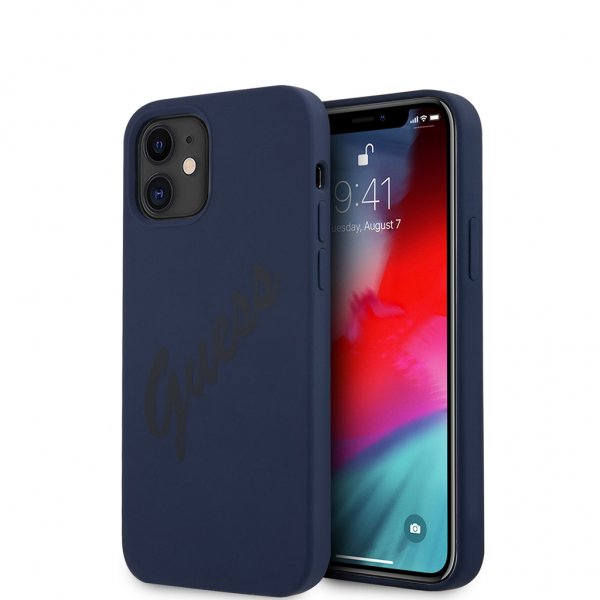 Guess iPhone 12/iPhone 12 Pro Cover Vintage Silikone Blå