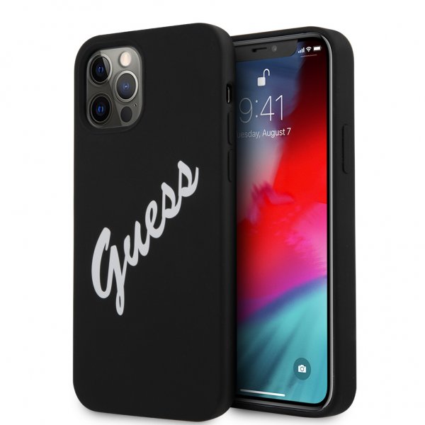 Guess iPhone 12/iPhone 12 Pro Cover Vintage Silicone Sort