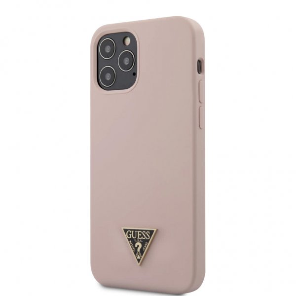Guess iPhone 12/iPhone 12 Pro Cover Metal Triangle Lyserød