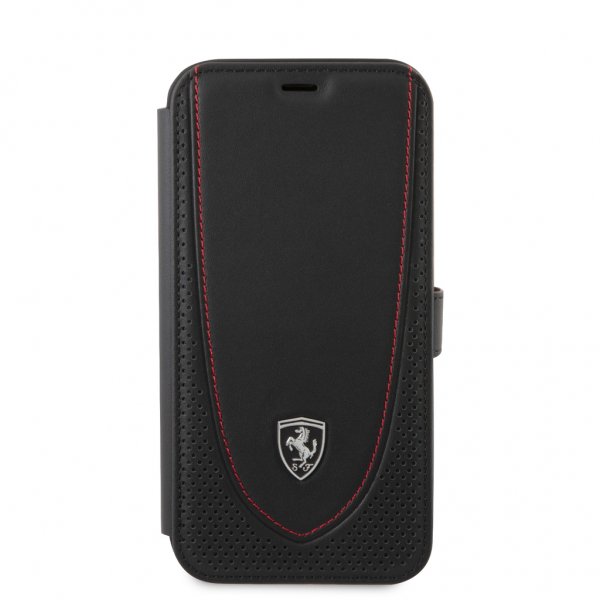 Ferrari iPhone 12 Pro Max Cover Logo Perforeret Sort