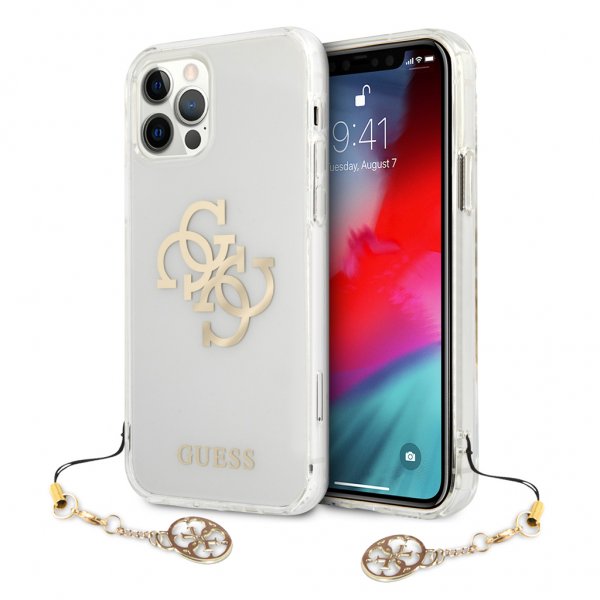 Guess iPhone 12 Pro Max Cover 4G Logo Guld Klar