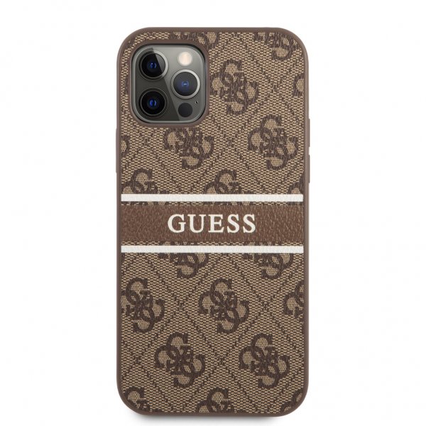 Guess iPhone 12 Pro Max Cover Printed Stripe Brun