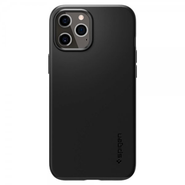 Spigen iPhone 12 Pro Max Cover Tynd Pasform Sort