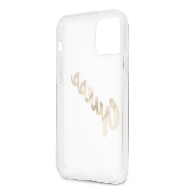 Guess iPhone 12 Pro Max Cover Vintage Script Guld Klar