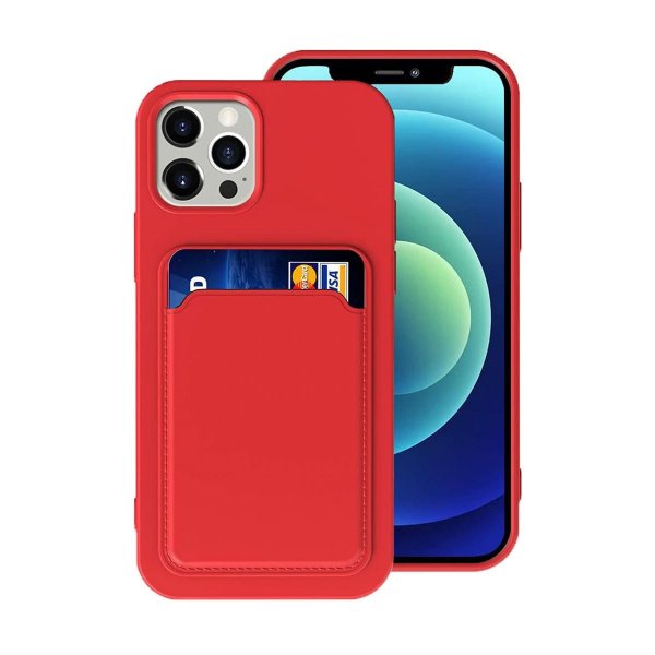 iPhone 12/iPhone 12 Pro Etui Kortholder Rød