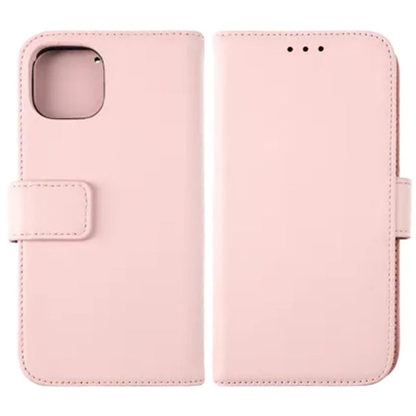 Rvelon iPhone 12/iPhone 12 Pro Etui Ægte læder Kortrum Rosa