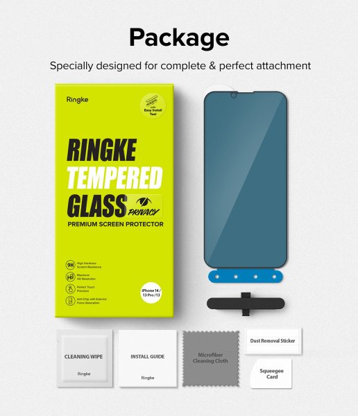Ringke iPhone 13/iPhone 13 Pro/iPhone 14 Skærmbeskytter Privacy Glass