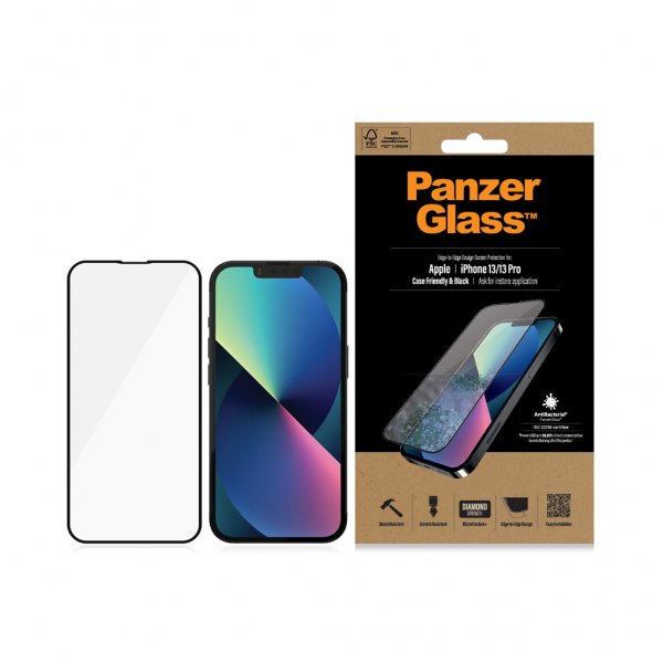 PanzerGlass iPhone 13/iPhone 13 Pro Skærmbeskyttelse Edge-to-Edge Case Friendly