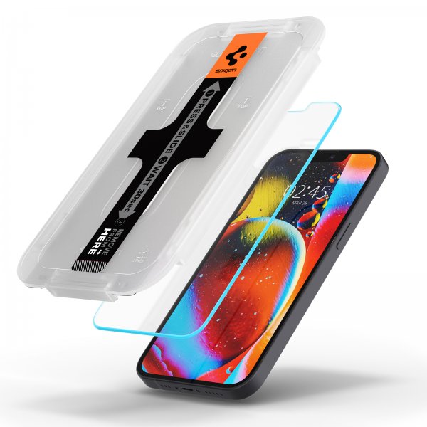 Spigen iPhone 13/13 Pro/14/16e/17e Skærmbeskyttelse GLAS.tR EZ Fit 2-pak