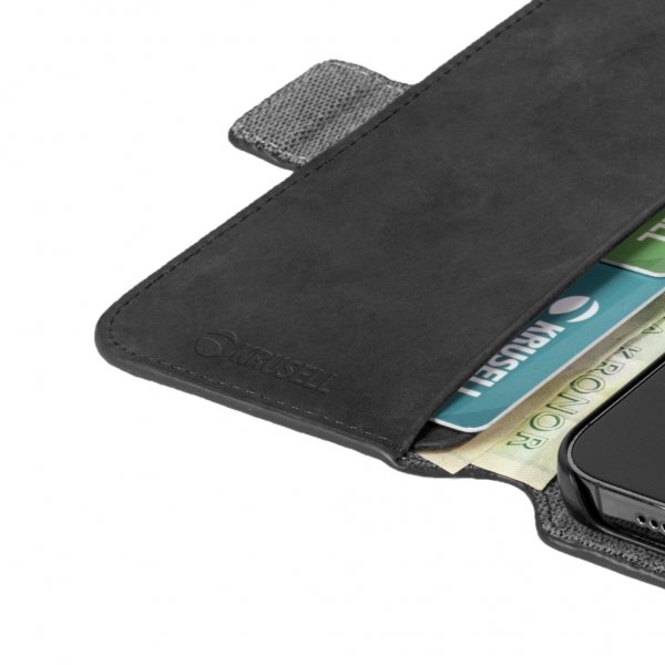 Krusell iPhone 13 Mini Cover Leather PhoneWallet Sort