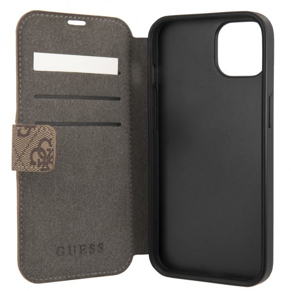 Guess iPhone 13 Mini Cover Metal Logo Brun