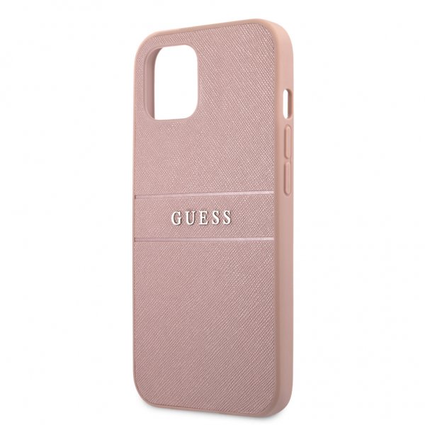 Guess iPhone 13 Mini Cover Hot Stamp Metal Logo Rosa