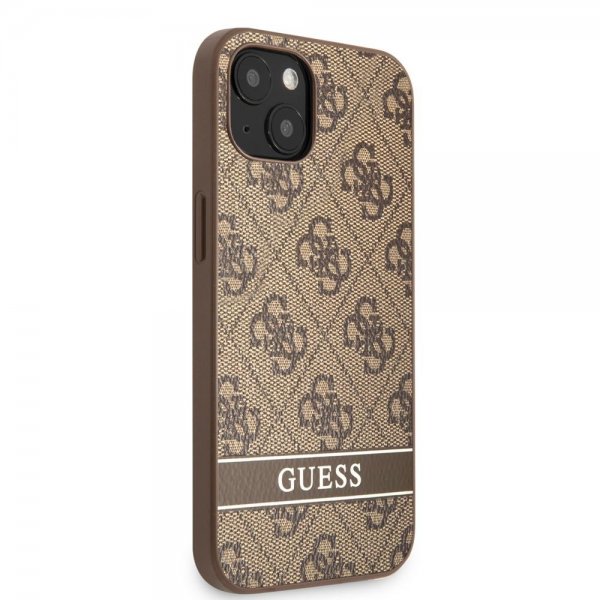 Guess iPhone 13 Mini Cover Printed Stripe Bottom Brun
