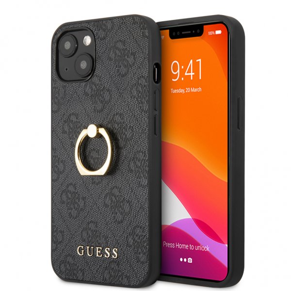 Guess iPhone 13 Mini Cover Ring Stand Grå