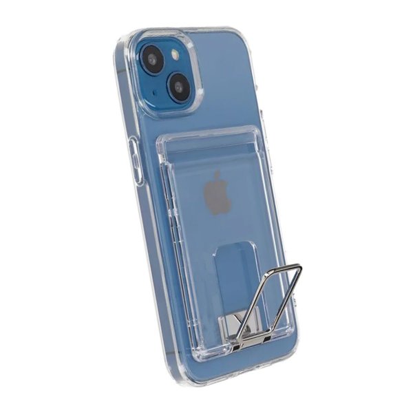 Rvelon iPhone 13 Cover med Stander og Kortholder Transparent
