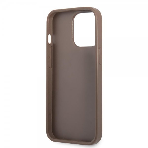 Guess iPhone 13 Pro Max Cover Double Cardslot Metal Triangle Brun