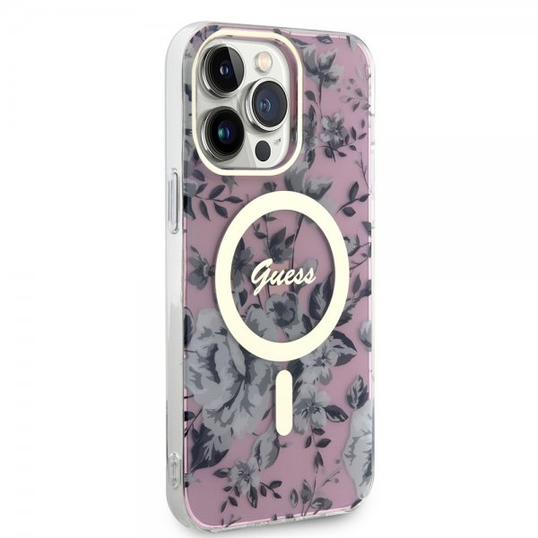 Guess iPhone 13 Pro Max Cover Flower MagSafe Rose