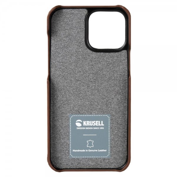 Krusell iPhone 13 Pro Max Skal Leather CardCover Cognac Brown