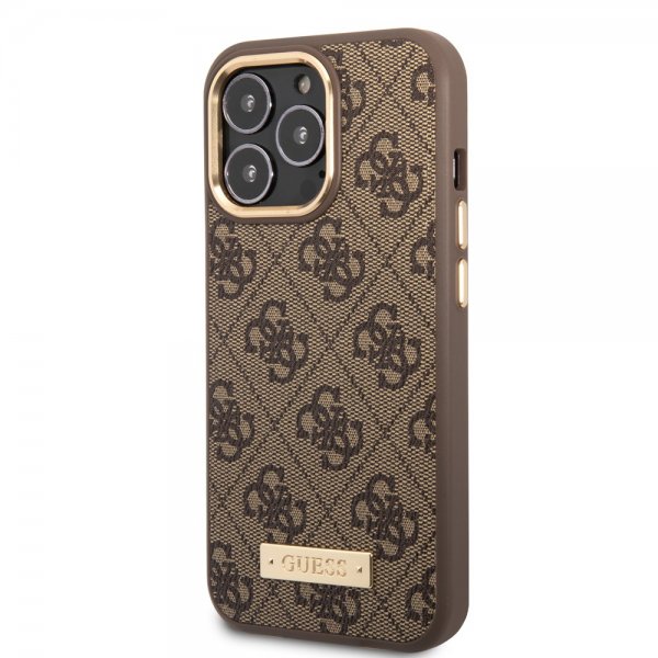 Guess iPhone 13 Pro Max Cover Metal Plate Logo MagSafe Brun