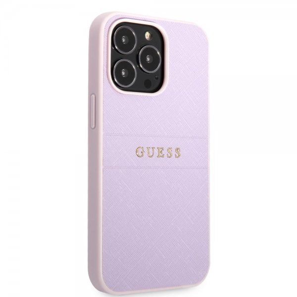Guess iPhone 13 Pro Max Cover Saffiano Metal Logo Lilla