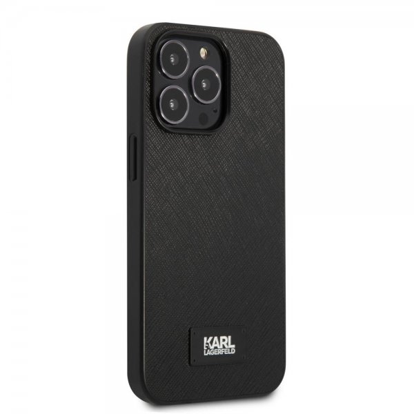 Karl Lagerfeld iPhone 13 Pro Max Cover Saffiano Metal Plaque Sort