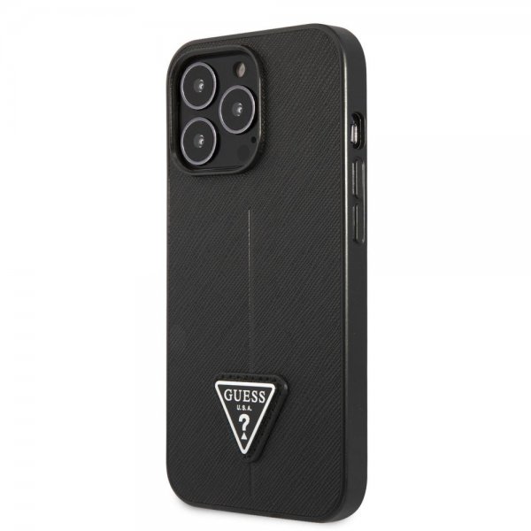 Guess iPhone 13 Pro Max Cover Saffiano Metal Triangle Sort