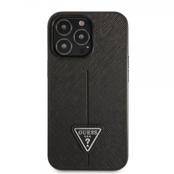 Guess iPhone 13 Pro Max Cover Saffiano Metal Triangle Sort