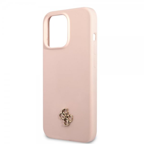 Guess iPhone 13 Pro Max Cover Silikone Metal Logo 4G Light Pink